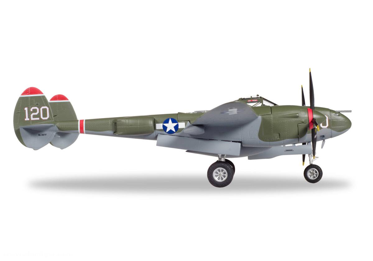 HERPA Miniaturmodelle U.S. Army Air Forces (USAAF) Lockheed P-38L Lightning - Captain V.E. Jett, 431st Fighter Squadron, 475 Fighter Group'Thoughts Of Midnite' - NL38TF (120)