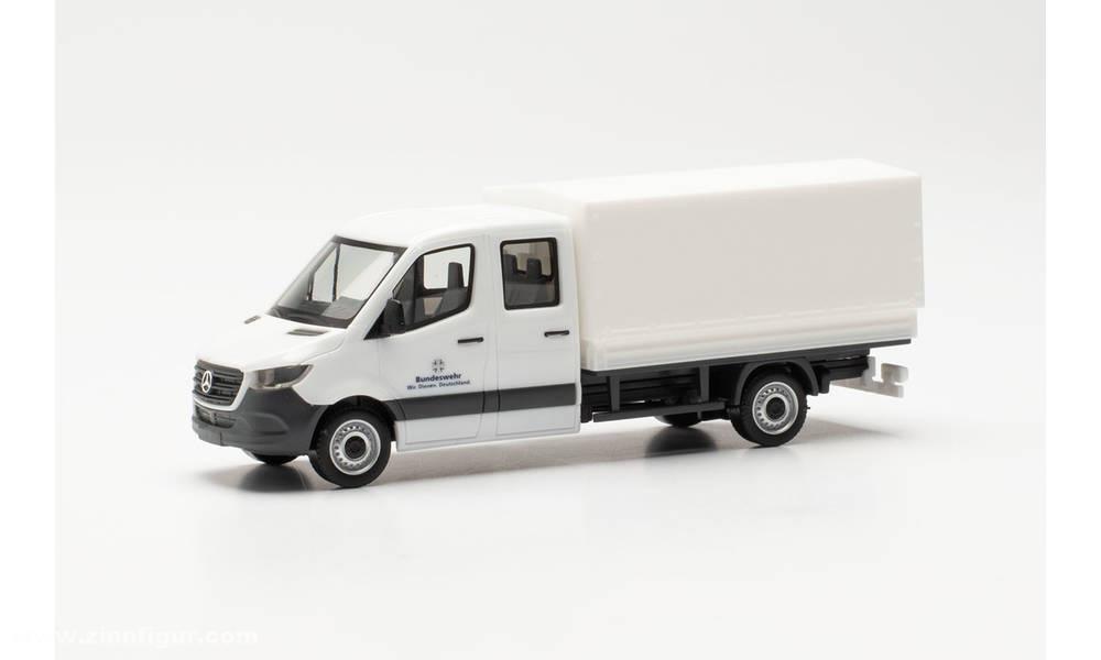 HERPA Miniaturmodelle Mercedes-Benz Sprinter `18 Doppelkabine mit Plane 'Bundeswehr Fuhrpark Service'