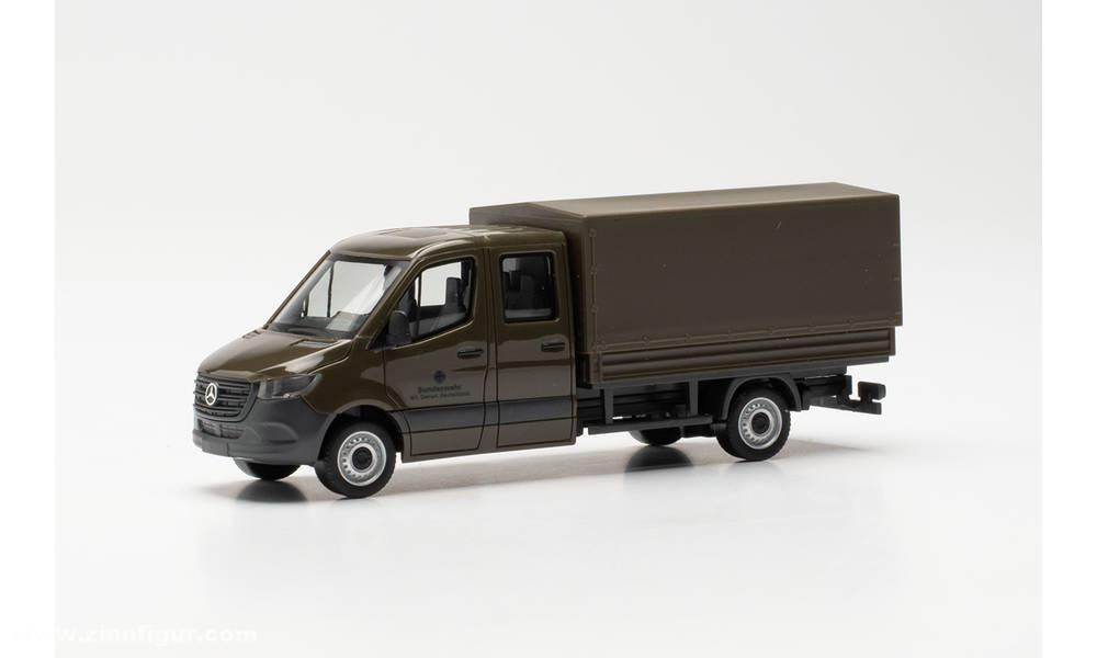 HERPA Miniaturmodelle Mercedes-Benz Sprinter `18 Doppelkabine mit Plane 'Bundeswehr'