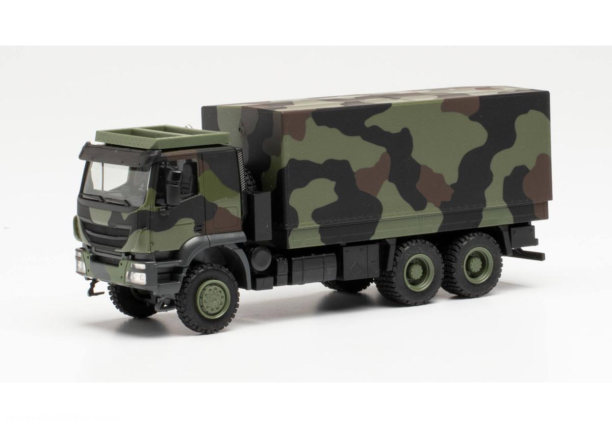 HERPA Miniaturmodelle Iveco Trakker 6x6 Pritsche/Plane Flecktarndesign 'Bundeswehr'