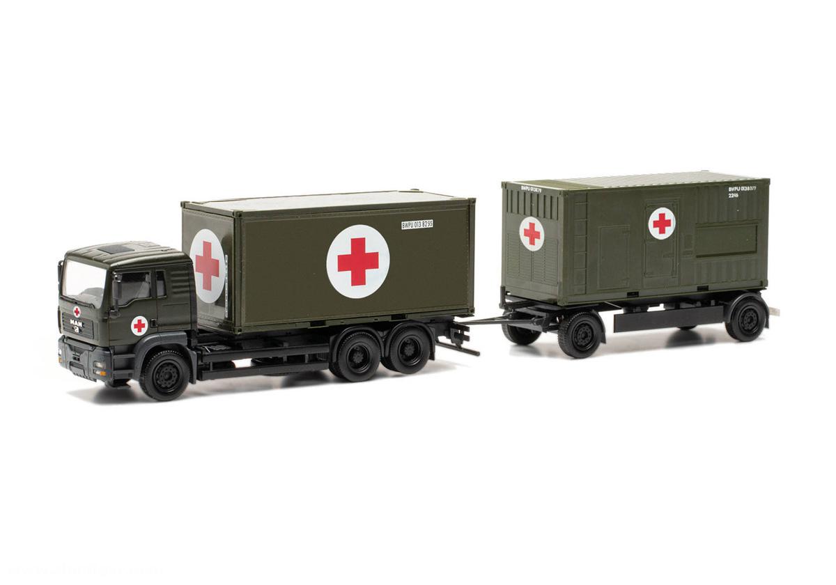 HERPA Miniaturmodelle MAN TGA L Container-Hängerzug 'Bundeswehr/SAN'