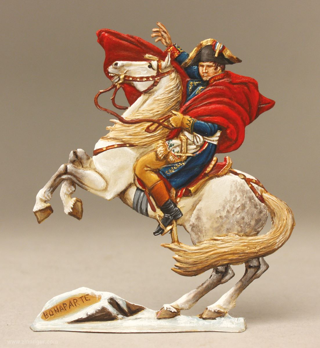 Berliner Zinnfiguren Napoleon Bonaparte zu Pferd, bei der Überquerung der Alpen (um 1800)
