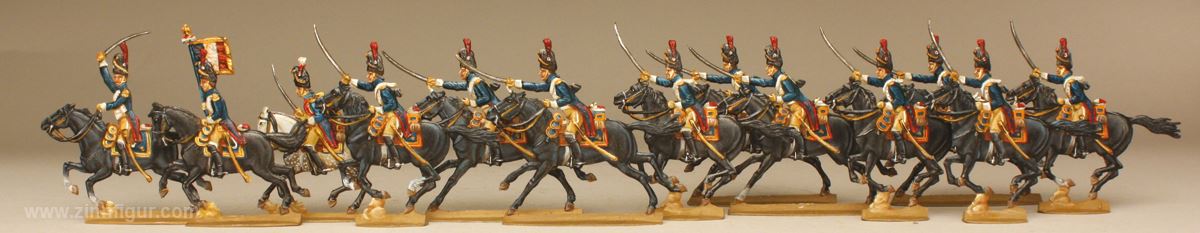 Berliner Zinnfiguren Gardegrenadiere zu Pferd, Angriff