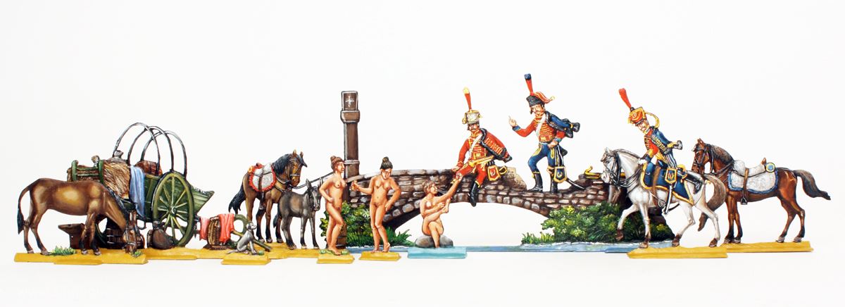 Berliner Zinnfiguren Badende Marketenderinnen