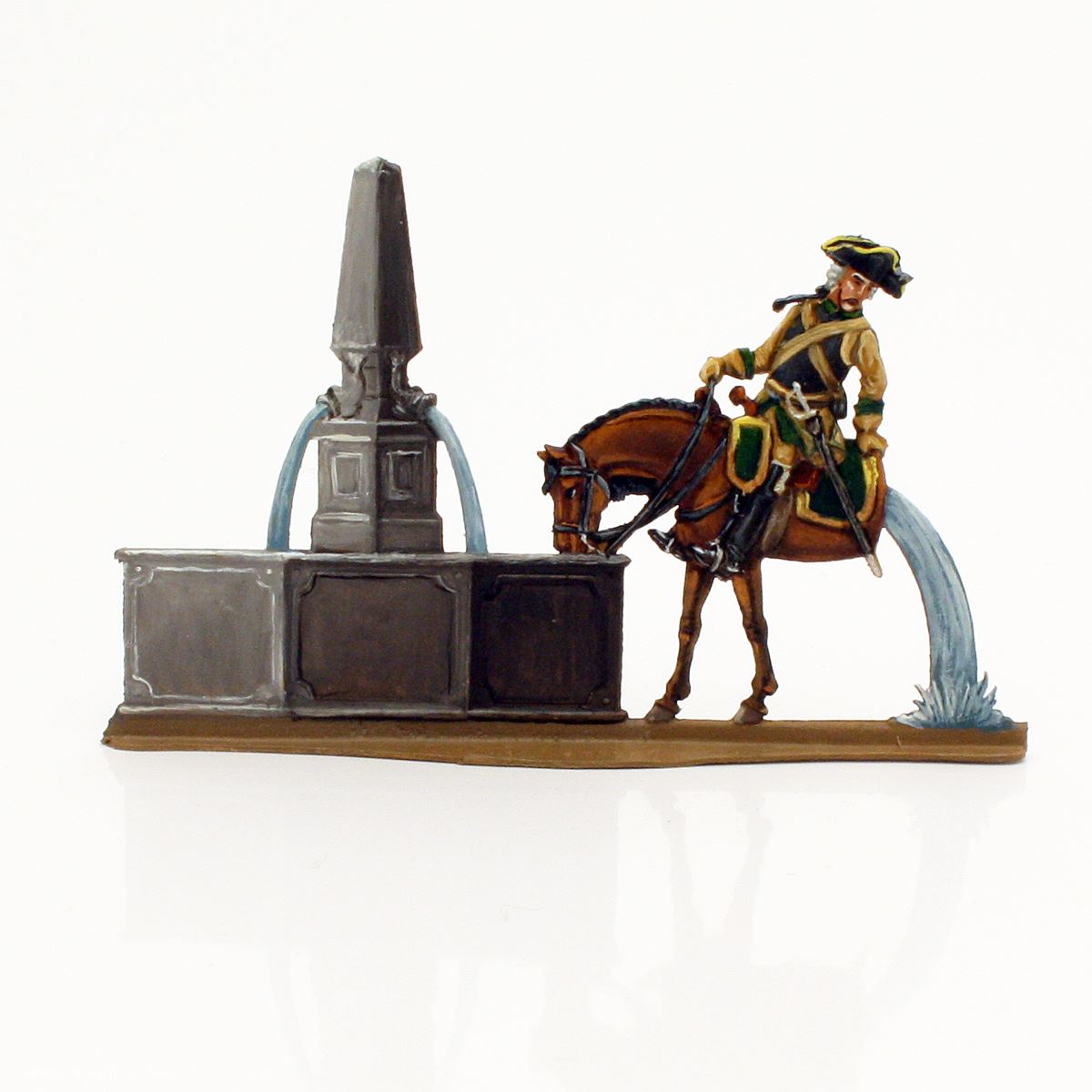 Kulturhistorische Zinnfiguren Wolfgang Unger Münchhausen mit Pferd am Brunnen