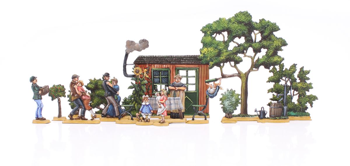 Berliner Zinnfiguren Tanzvergnügen im Schrebergarten