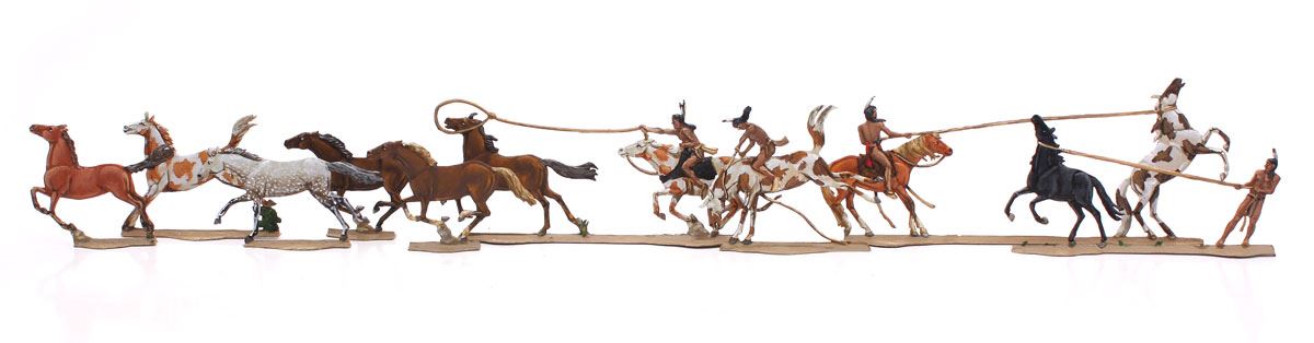 Berliner Zinnfiguren Indianer auf Mustangjagd