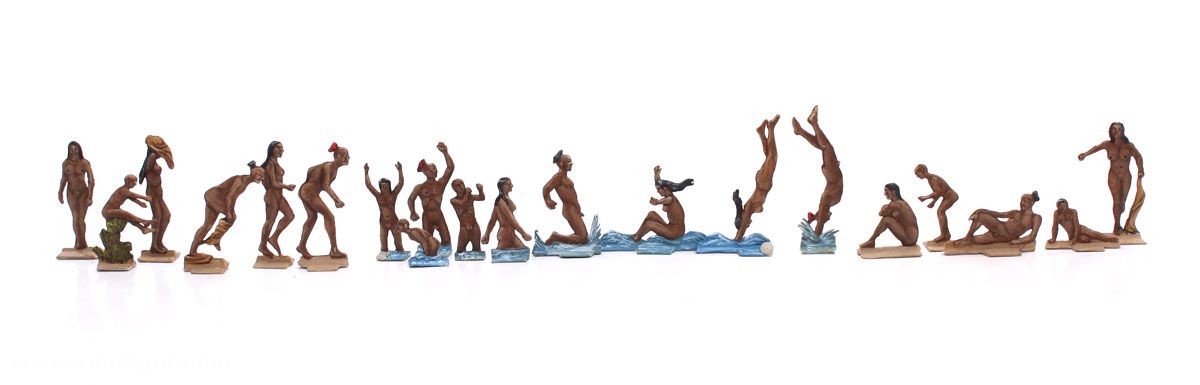Berliner Zinnfiguren Indianer beim Baden