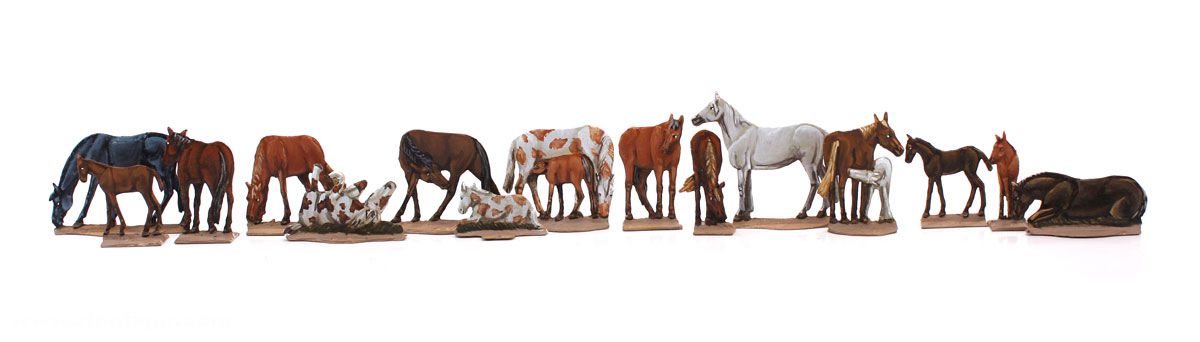Berliner Zinnfiguren Mustang (Pferd) -Herde, ungesattelt-