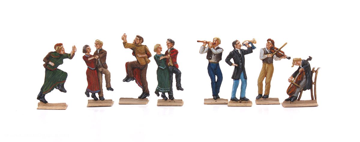 Berliner Zinnfiguren Wilder Westen: Tanz am Nachmittag, Stadtleben in der Westernstadt