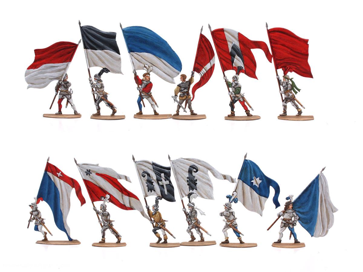 Berliner Zinnfiguren Bannerträger, Halt und Schritt