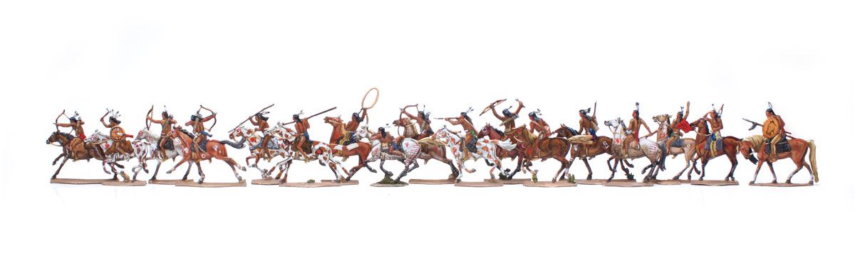 Berliner Zinnfiguren Indianer: Indianer zu Pferd im Kampf (Teil 2)