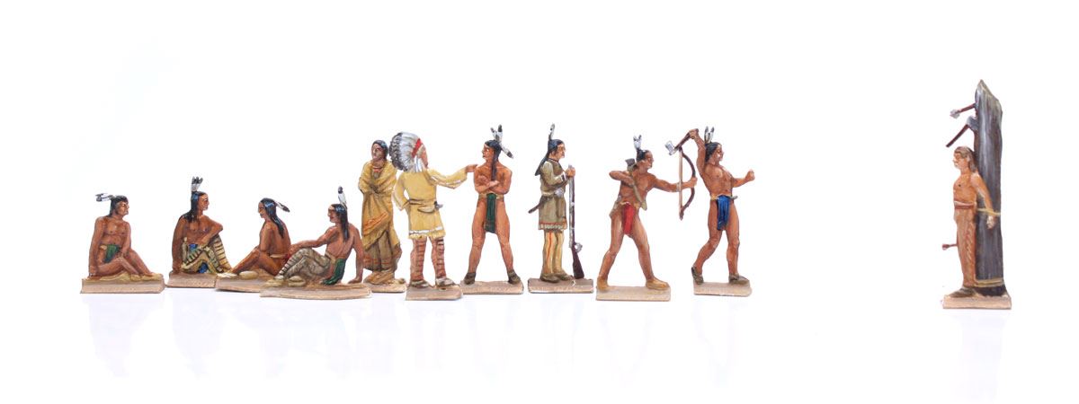 Berliner Zinnfiguren Indianer, am Marterpfahl