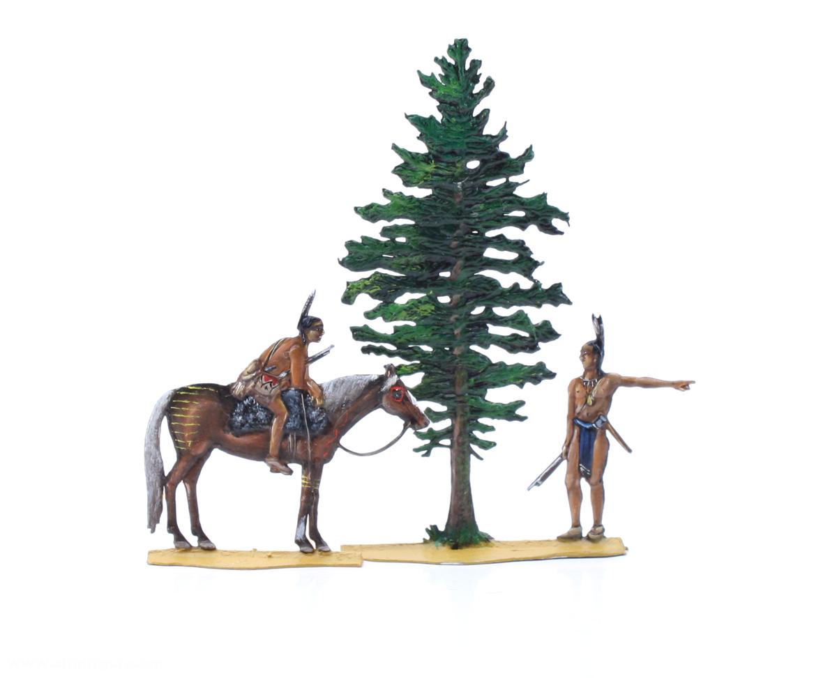 Berliner Zinnfiguren Indianer-Gruppe: Späher am Baum