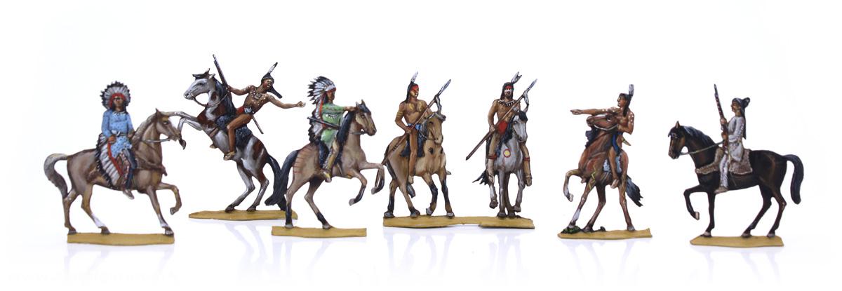 Berliner Zinnfiguren Indianer: Vier berühmte Indianerhäuptlinge zu Pferd