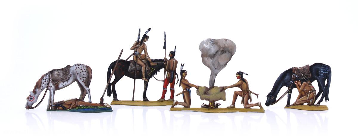 Berliner Zinnfiguren Späher, rastend und Signal gebend