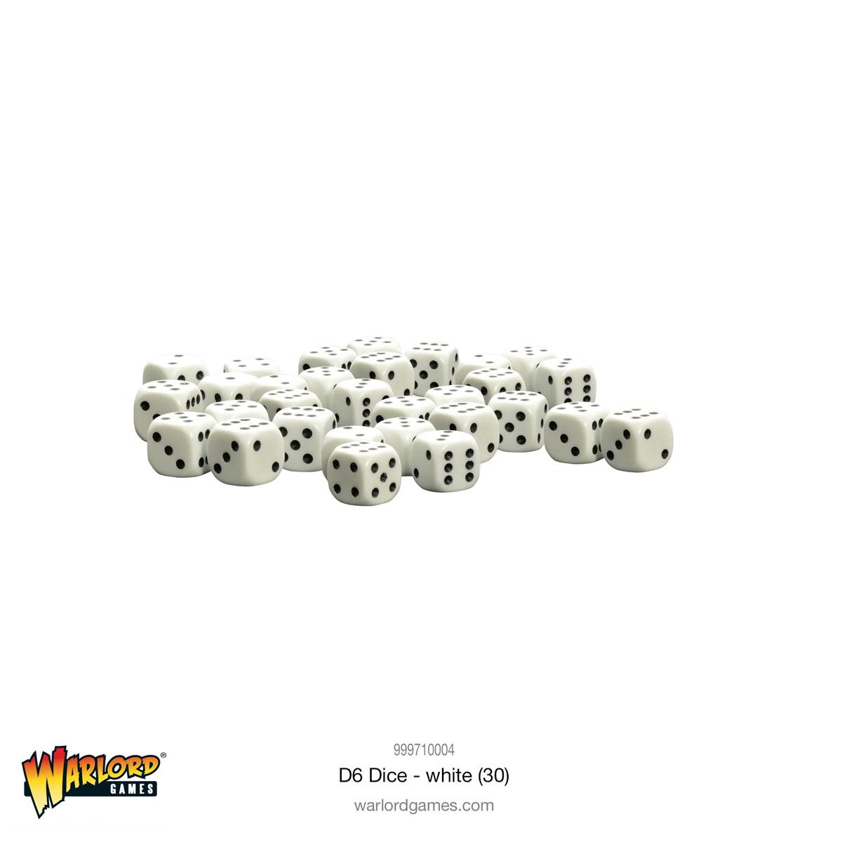 Warlord Games 30 Weiße D6 Würfel - 10 mm