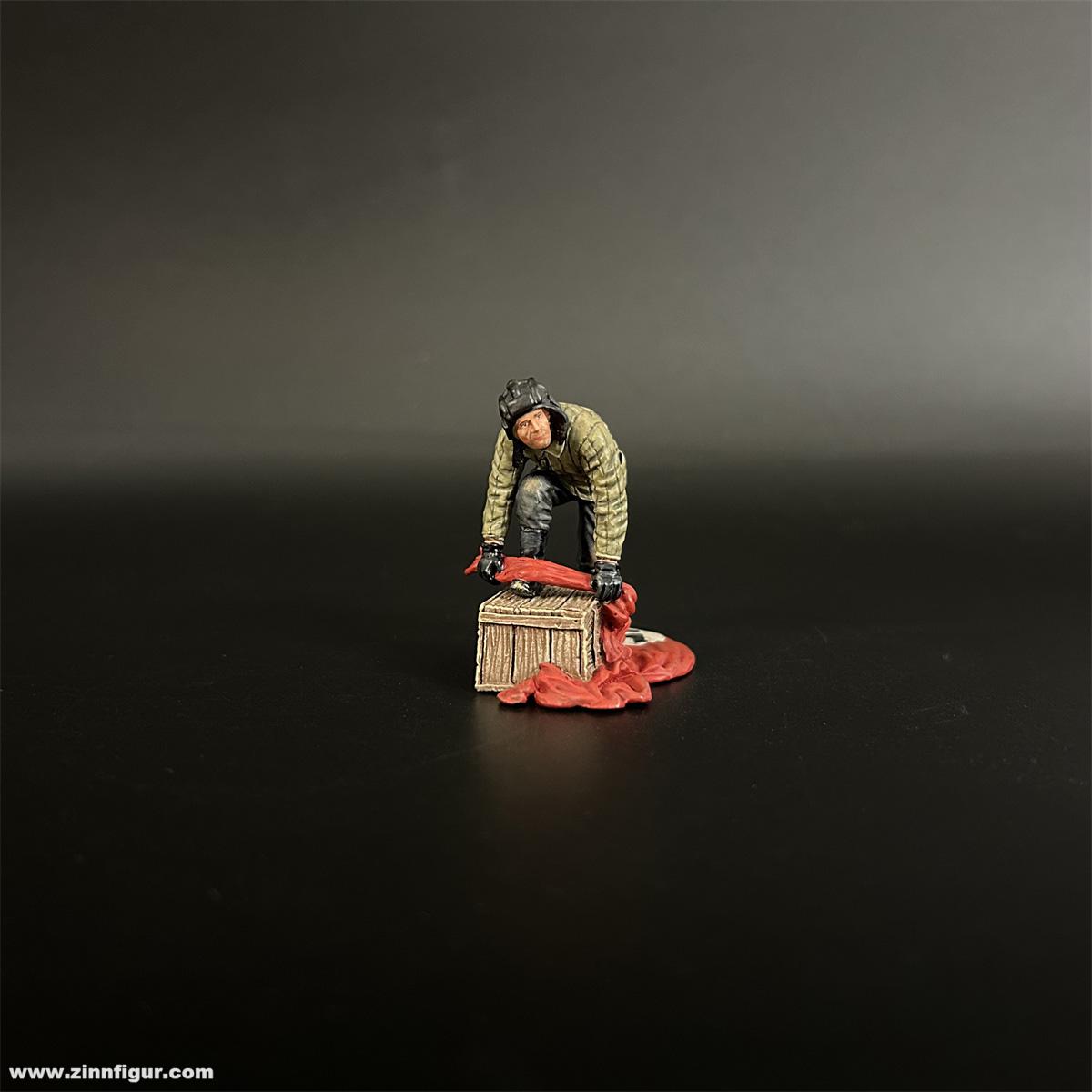 Warpark Red Army Tank Crew Wiping Shoes with Flag