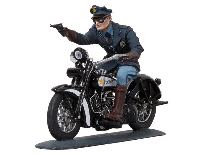 Andrea Miniatures Motorrad-Polizist, feuernd