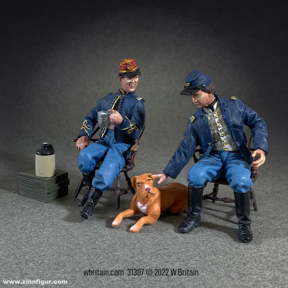 W. Britain 'Gute Freunde & Gute Unterhaltung' - 2 Unions-Offiziere mit Hund