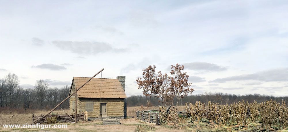 W. Britain Amerikanische Grenzsiedlung - 18.19. Jh. - Dioramenhintergrund