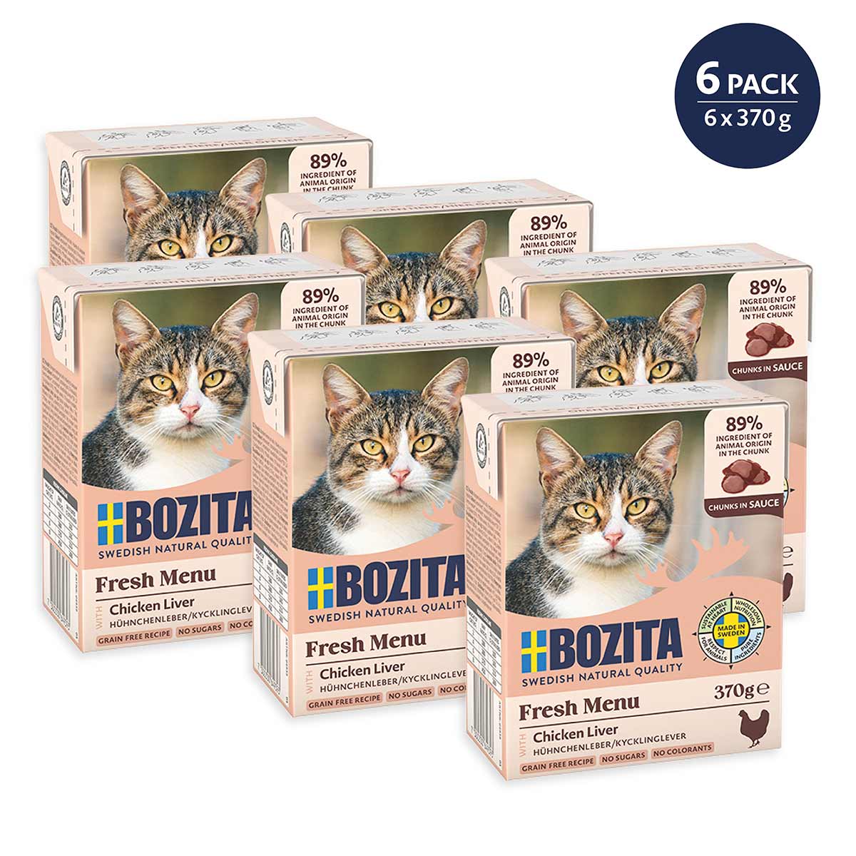 Bozita Tetra Häppchen in Sauce mit Hühnchenleber 6x370 g