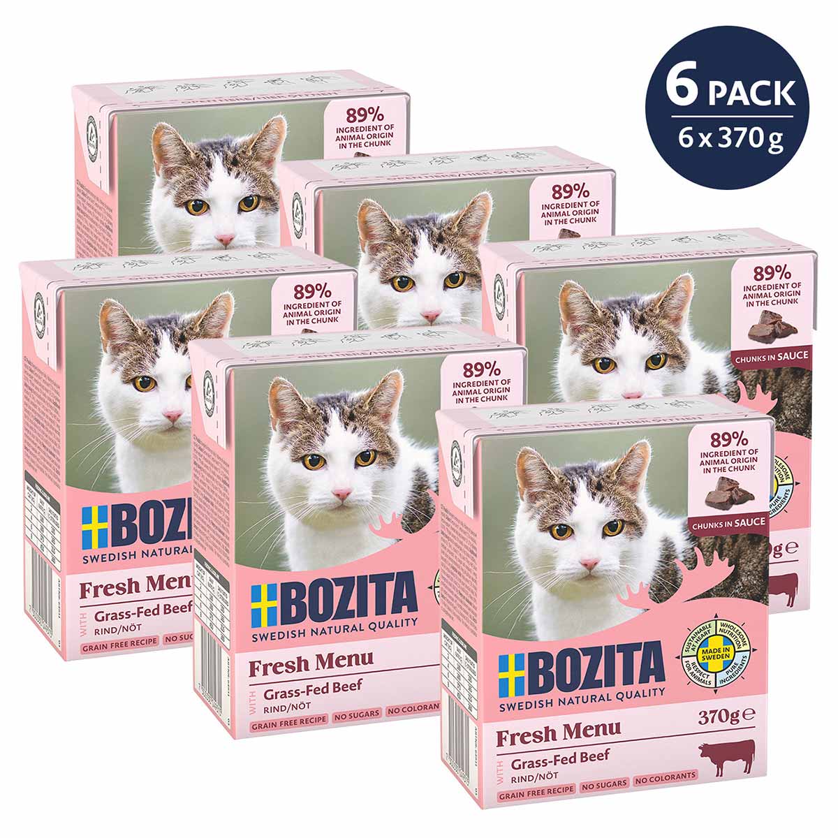 Bozita Tetra Häppchen in Sauce mit Rind 6x370 g