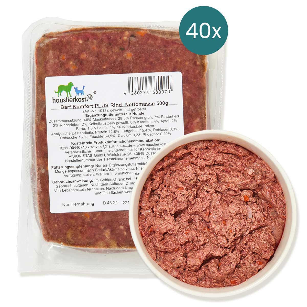 Haustierkost BARF Komfort PLUS Rind 40x500 g