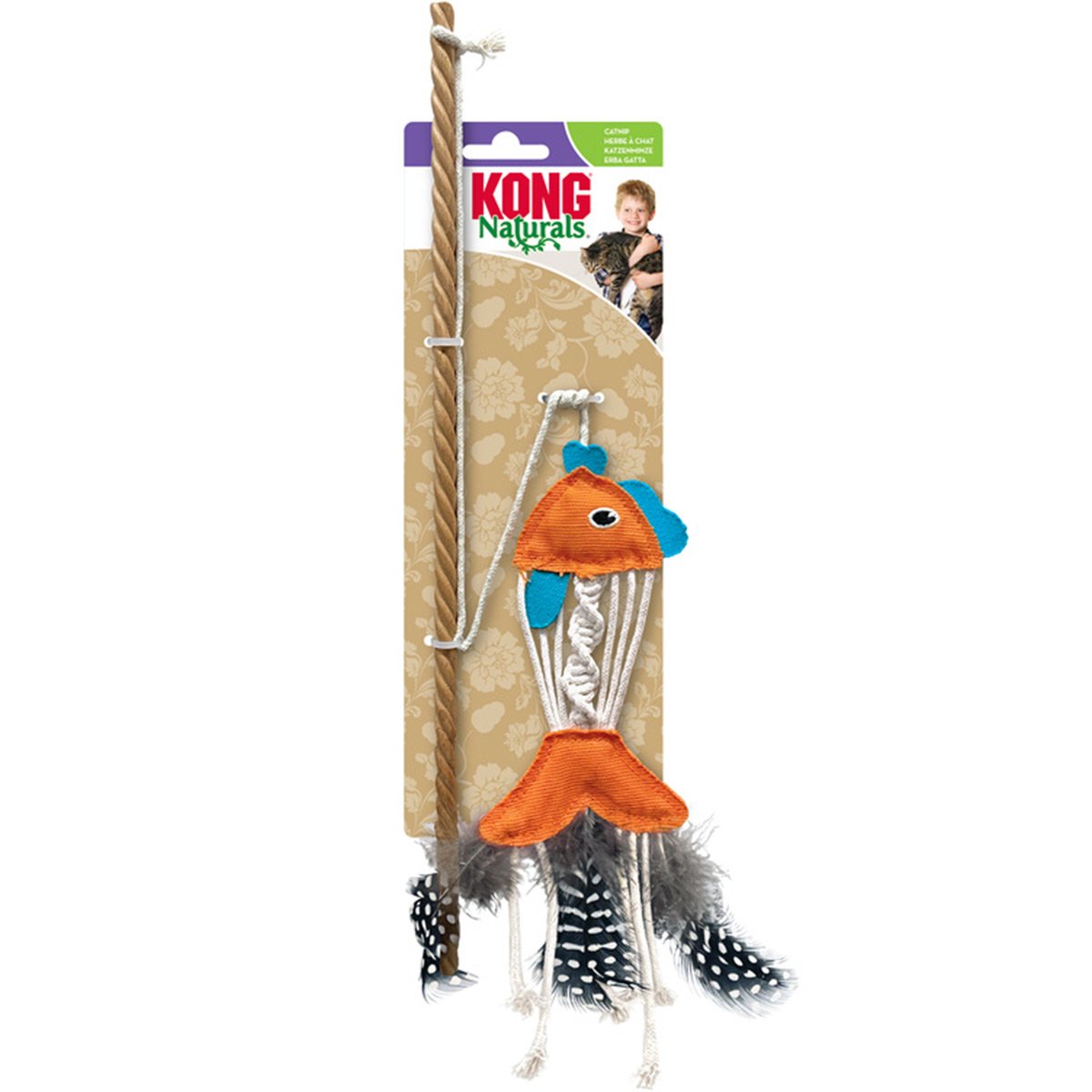 KONG Katzenspielzeug mit Katzenminze Naturals Teaser Fisch