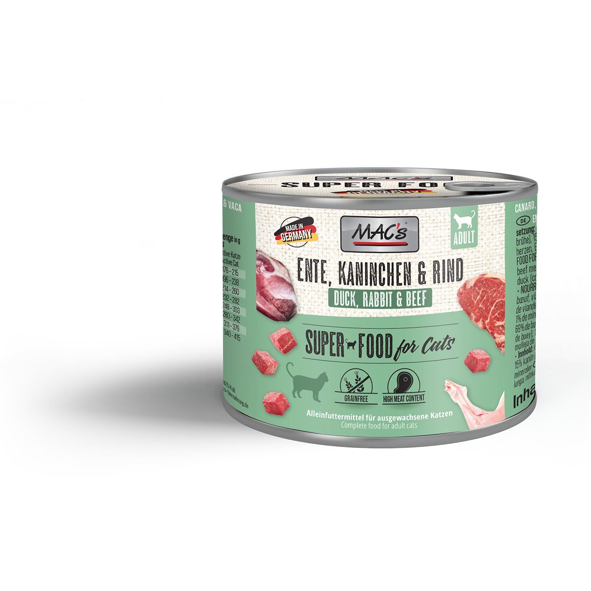 MAC's Cat Fleischmenü Ente, Kaninchen und Rind 12x200g