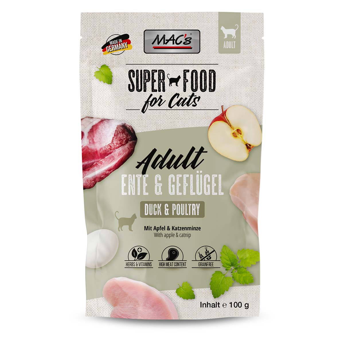 MAC's Cat Pouchpack Ente, Geflügel und Apfel 12x100g