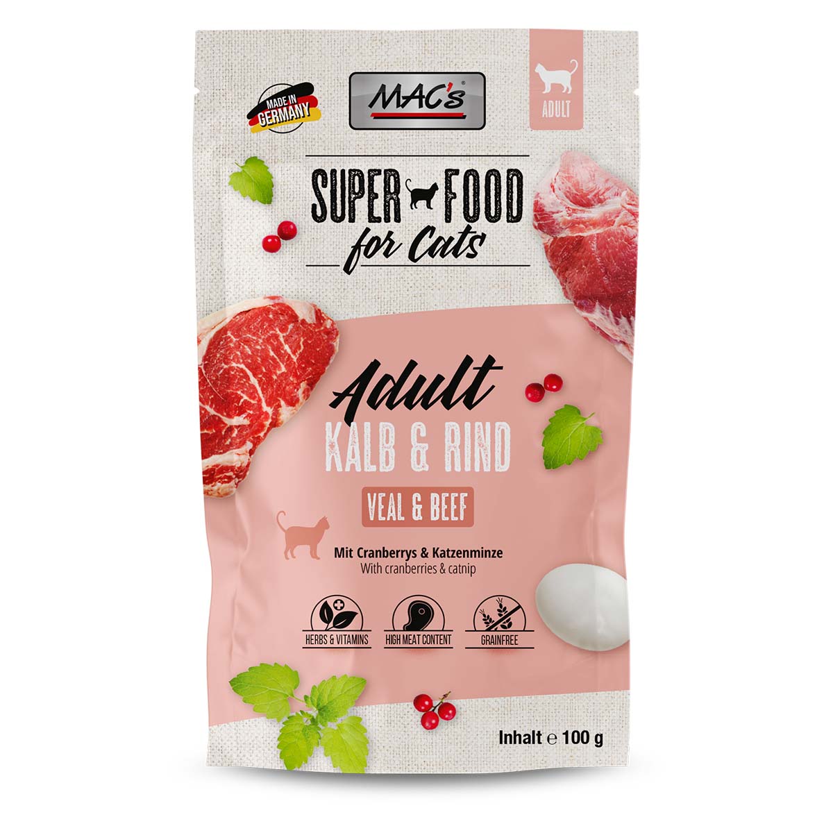 MAC's Cat Pouchpack Kalb, Rind und Cranberry 12x100g