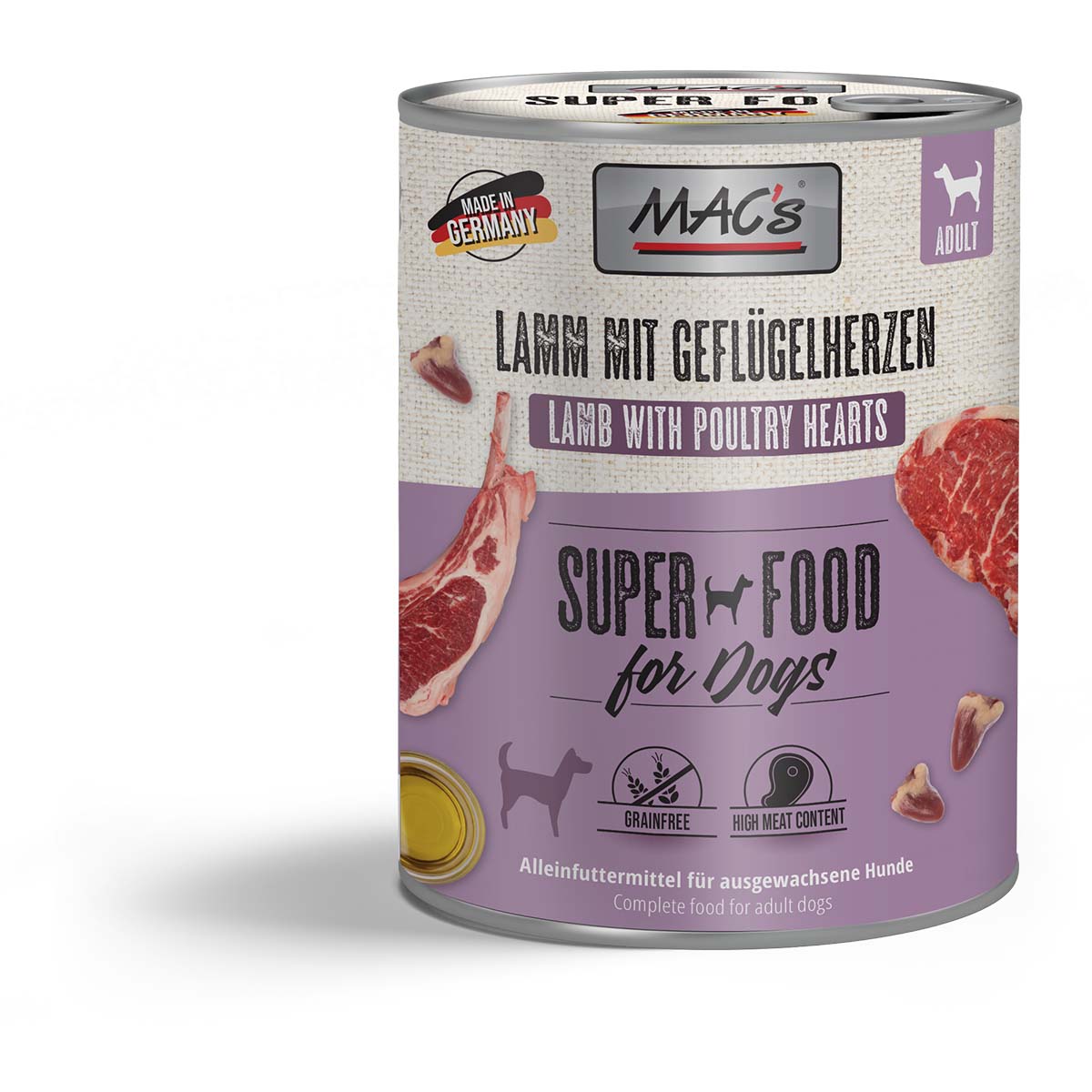MAC's Dog Lamm mit Geflügelherzen 12x800g