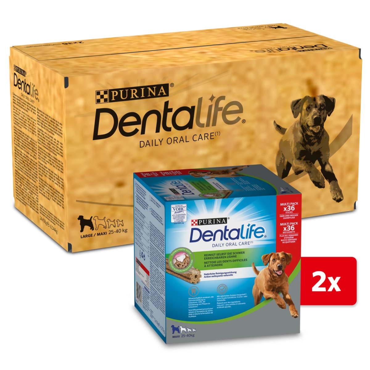 PURINA DENTALIFE Tägliche Zahnpflege-Snacks für große Hunde 2x36 Sticks
