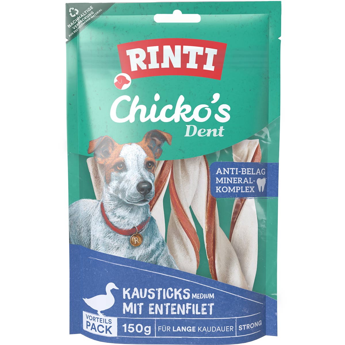 RINTI Chicko's Dent Kausticks mit Ente MEDIUM 150 g