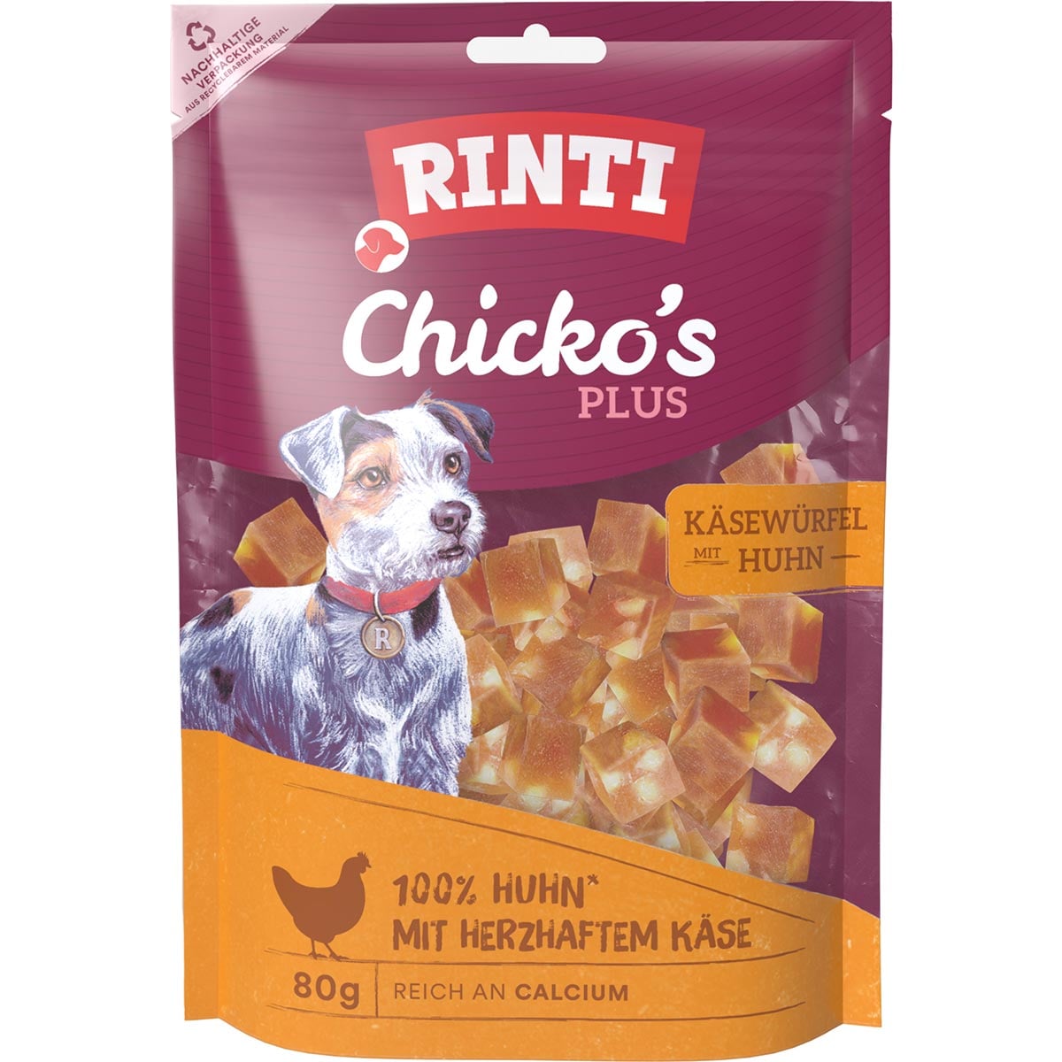 RINTI Chicko's Plus Käsewürfel mit Huhn 80 g