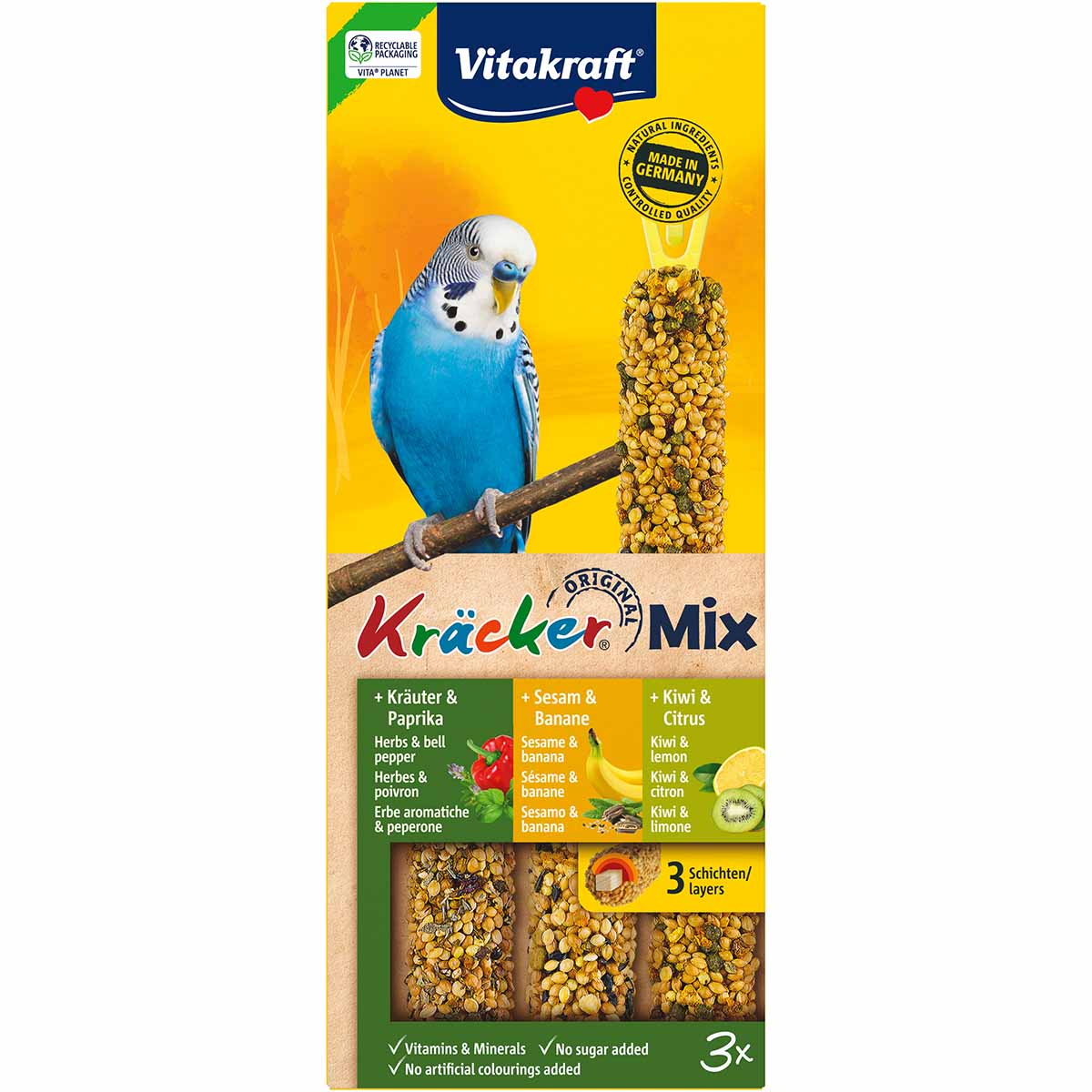Vitakraft Kräcker Trio Banane Kräuter Kiwi 3 Stück