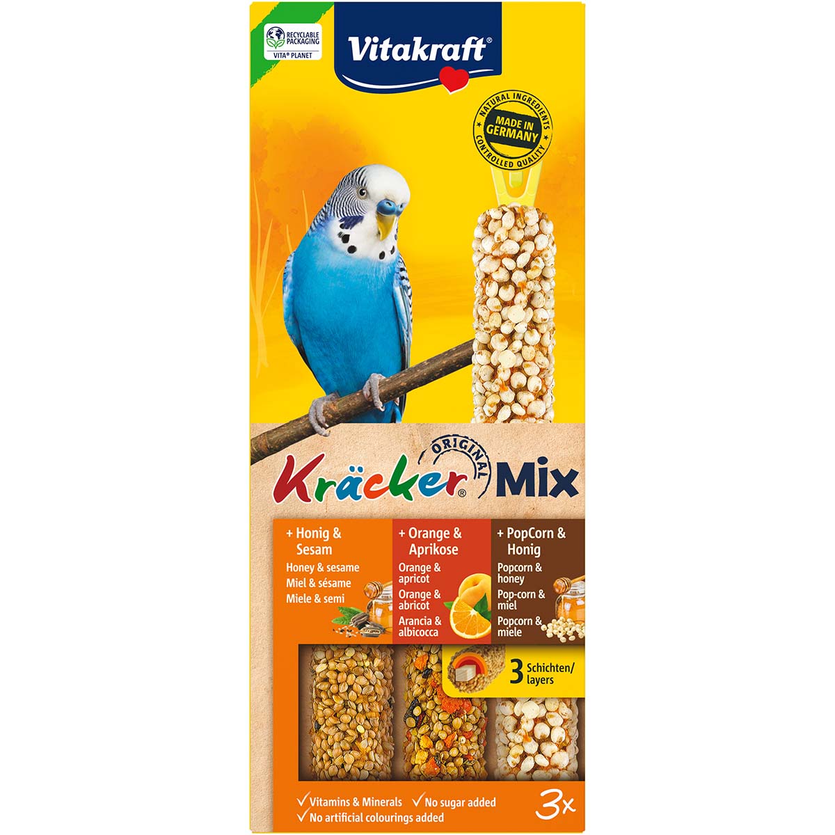 Vitakraft Kräcker Trio Honig Orange PopCorn 3 Stück