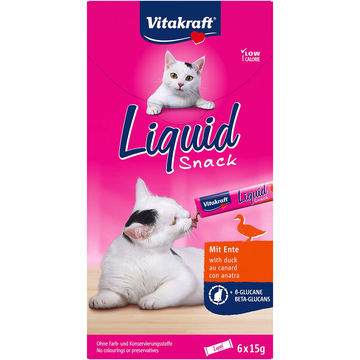 Vitakraft Cat liquid Snack Ente und Beta-Glucane 18x15g (3x6 Stk)