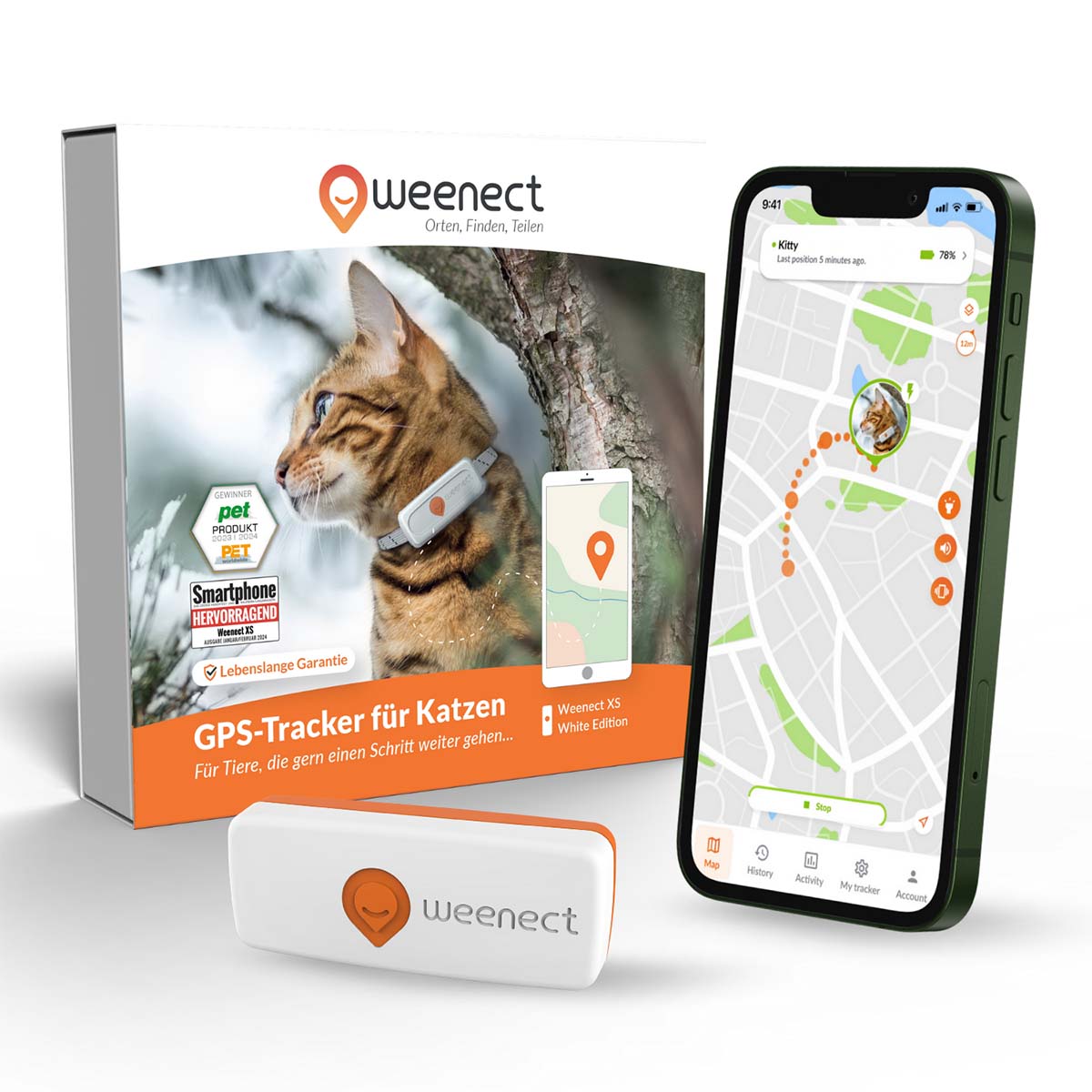 Weenect XS GPS Tracker für Katzen Weiß
