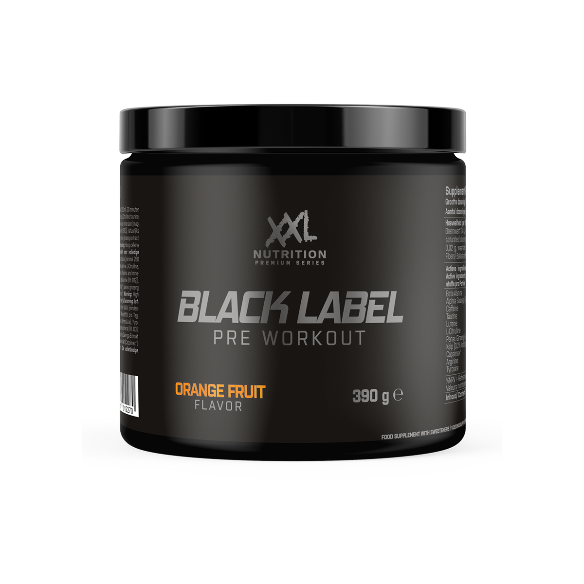 XXL Nutrition Black Label Pre-Workout - Orange Früchte - 390 Gramm