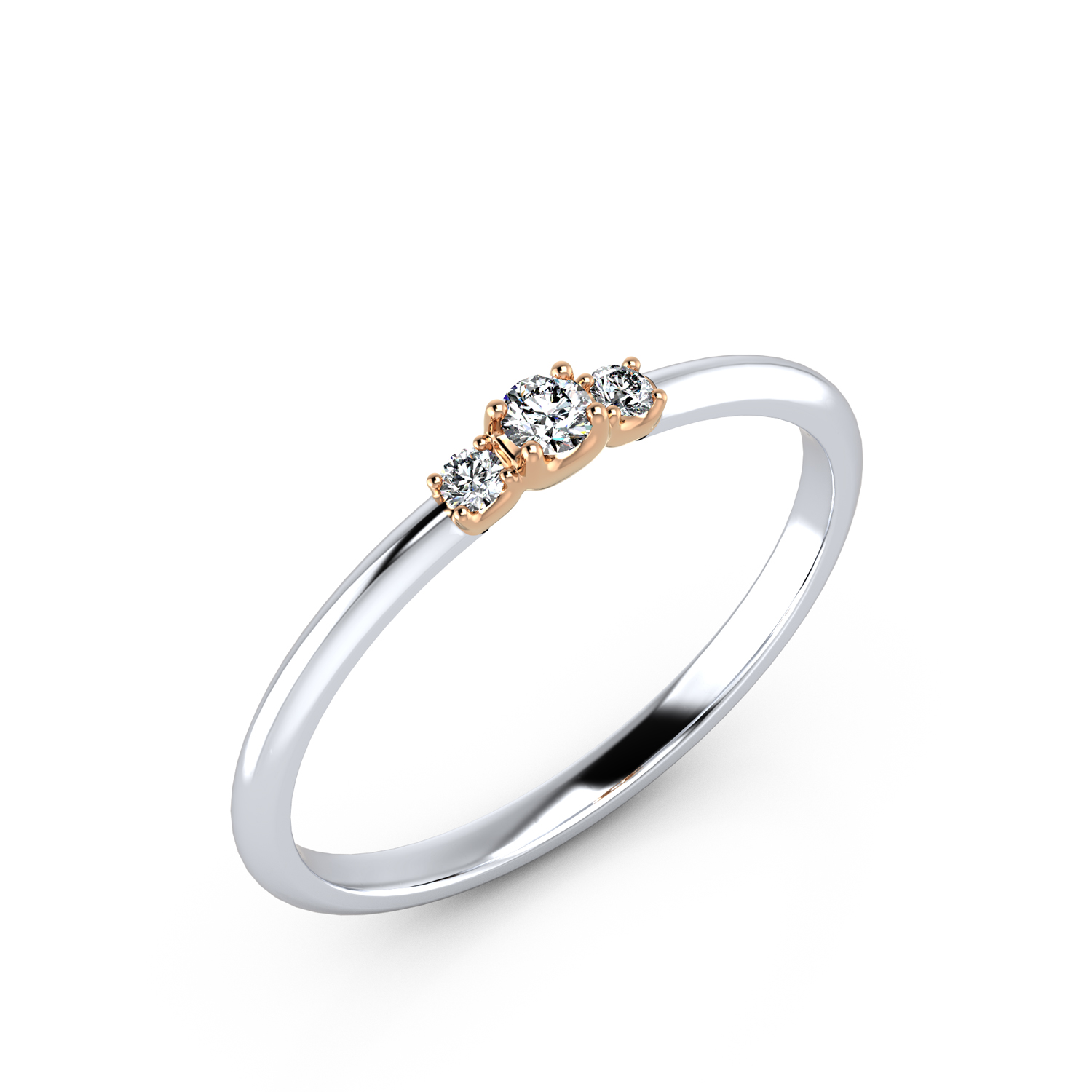 VR013 750er Weißgold-Rotgold 1x0.06|2x0.02ct. - 45326