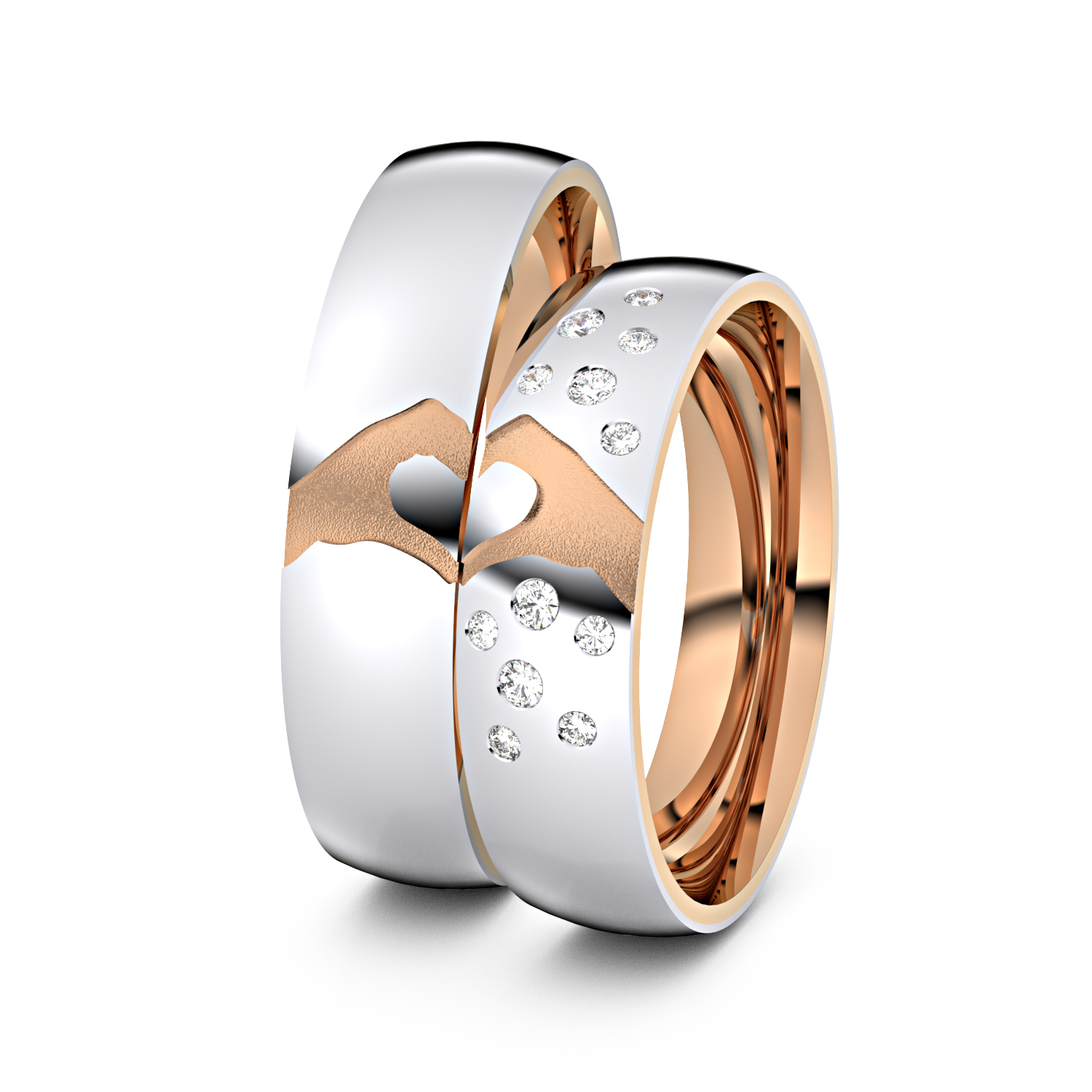 Modell TR279 Hand und Herz 750er Weißgold-Rotgold - 50395