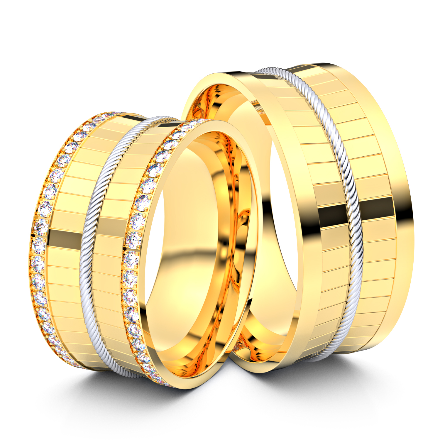 Modell TR103 geflochtenes Band 585er Gelbgold-Weißgold - 27736