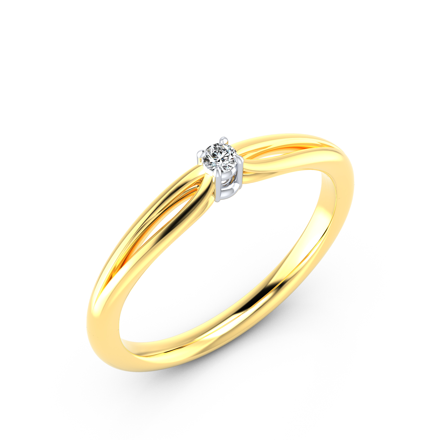 VR016 585er Gelbgold-Weißgold 1x0.05ct. - 45665