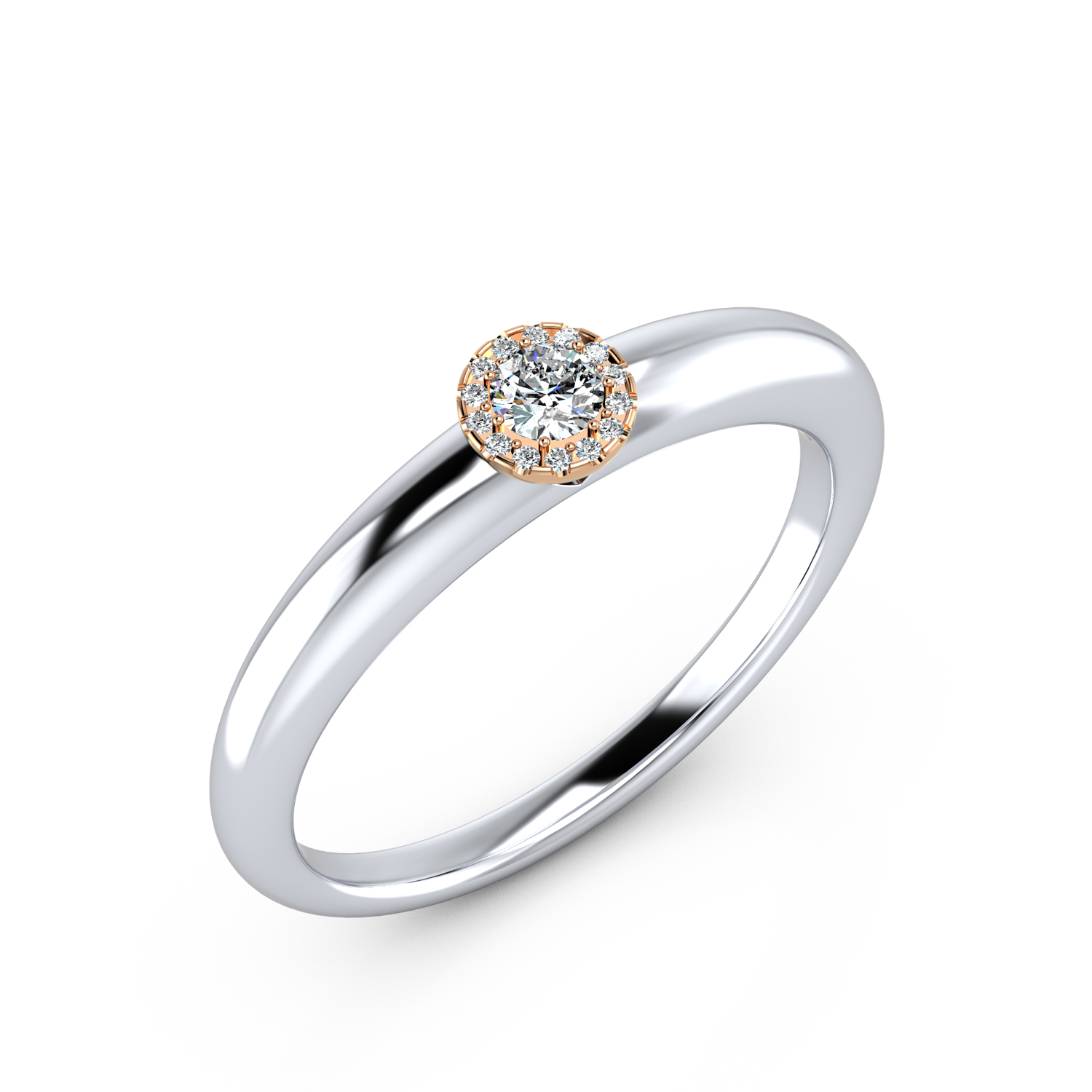 VR015 585er Weißgold-Rotgold 1x0.10|14x0.01ct. - 45551