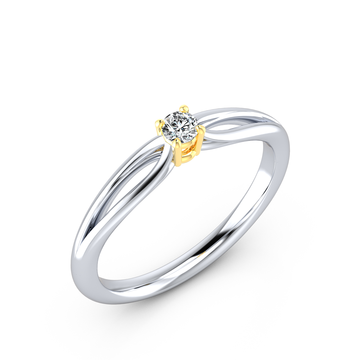 VR016 333er Weißgold-Gelbgold 1x0.10ct. - 45709