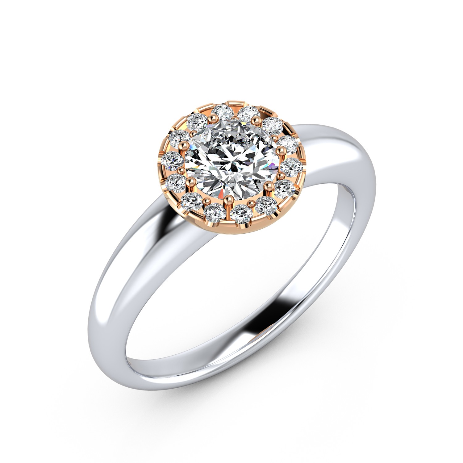 VR015 333er Weißgold-Rotgold 1x0.75|14x0.01ct. - 45631