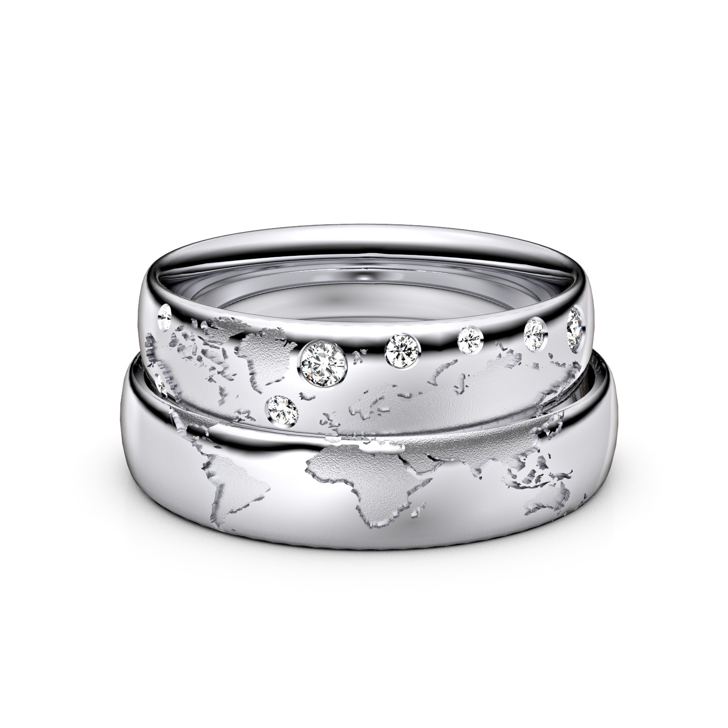 Modell TR239 Weltkarte 333er Weißgold - 33268