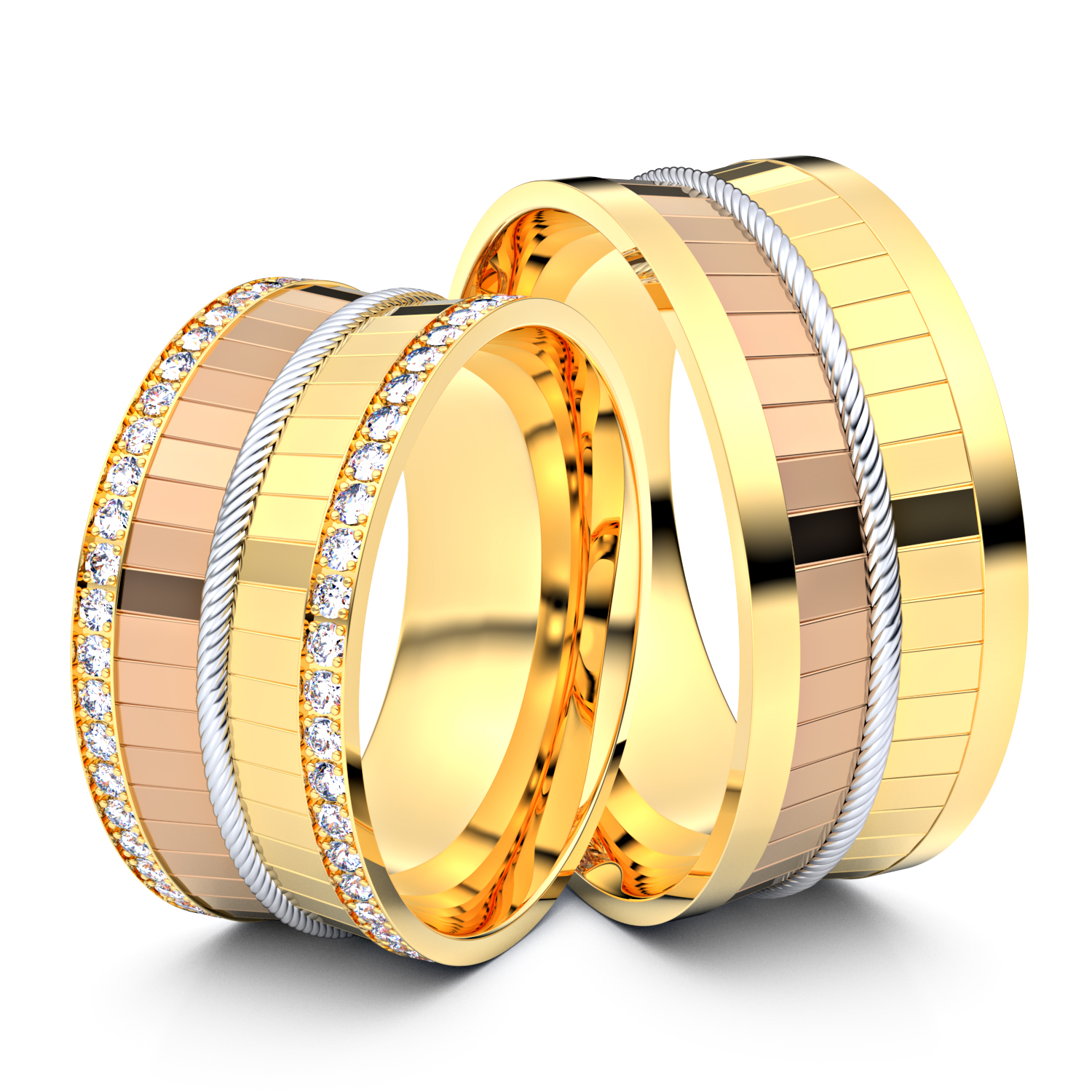 Modell TR103 geflochtenes Band 333er Gelbgold-Weissgold-Rotgold - 27732